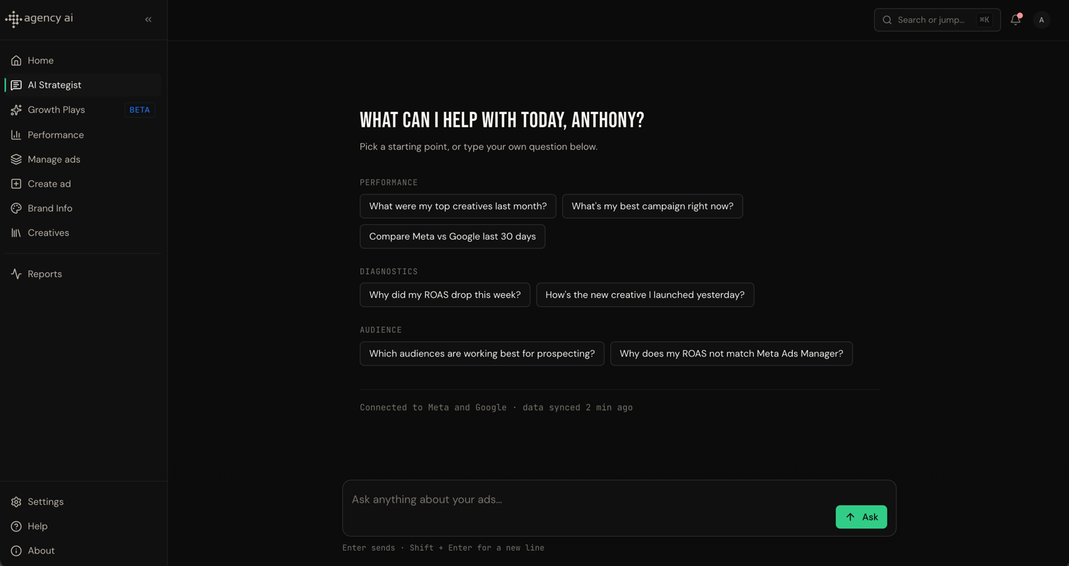Agency AI strategist answering ROAS questions